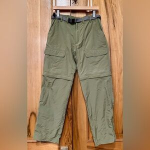 White Sierra - Zip-Away Convertible Pants/Shorts, Olive Green, Adj Belt, NWOT, M
